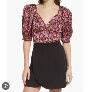 Vero Moda Floral Elly Cropped Blouse Women's S Pink Cottagecore Peasant Retro